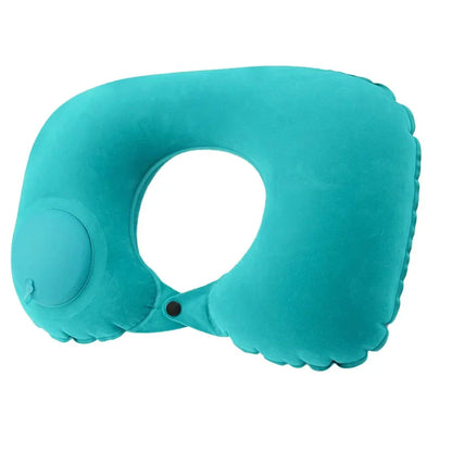 Coussin gonflable turquoise avec pompe intégrée pour confort