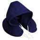 Coussin de voyage bleu marine avec capuche, en tissu doux