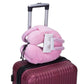 Coussin de voyage gris avec support téléphone intégré
