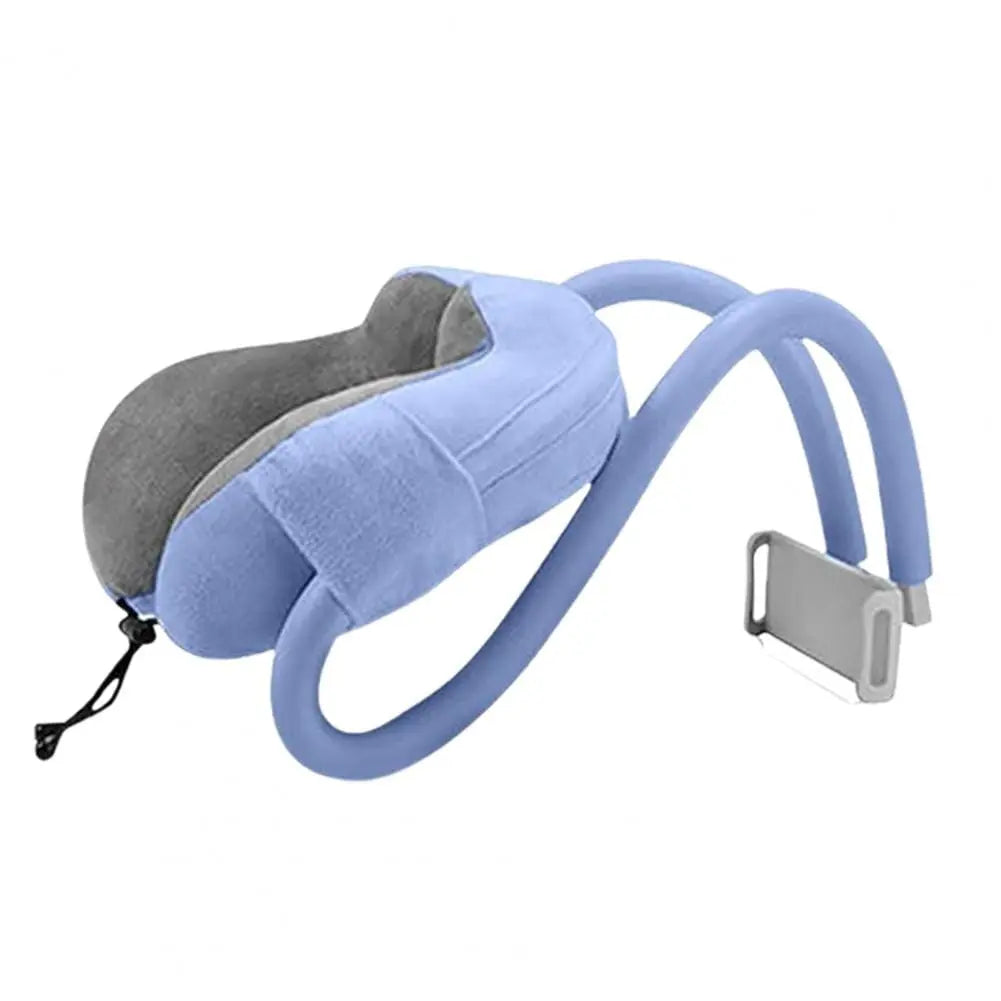 Gros plan sur le support téléphone du coussin de voyage