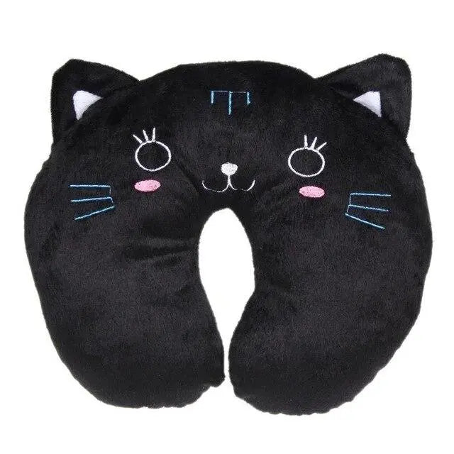 Coussin de voyage en forme de chat noir, mousse mémoire