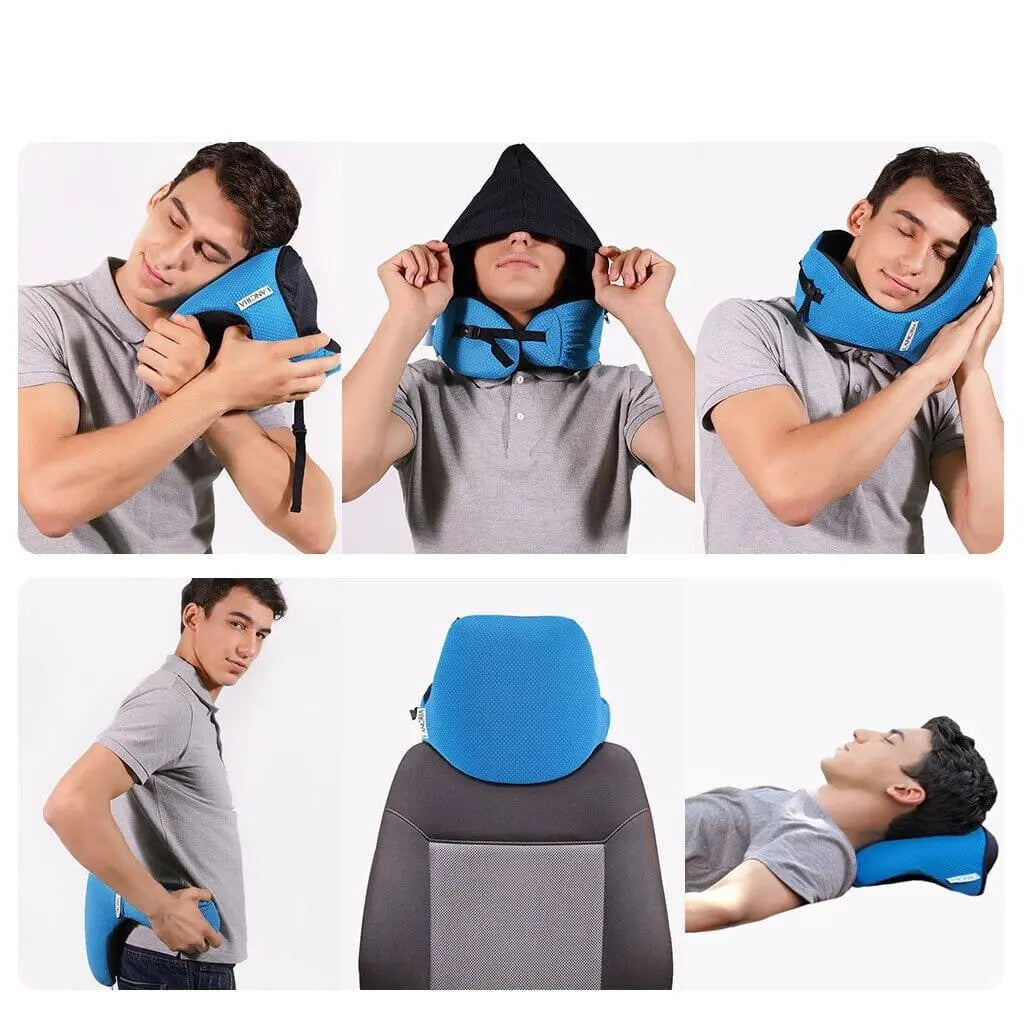 Détail de la mousse à mémoire de forme du coussin de voyage