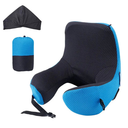 Coussin ergonomique avec capuche et pochette de transport visible