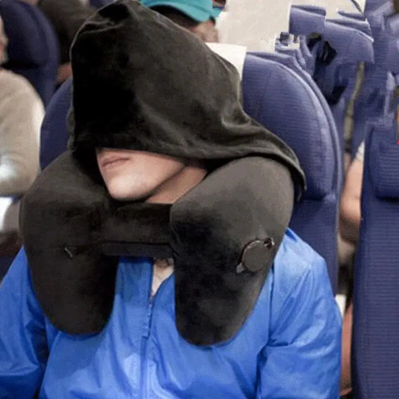 Oreiller de voyage avec poche pour téléphone, vue détaillée