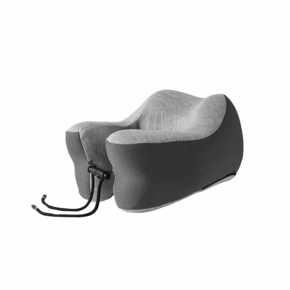 Coussin de voyage gris, forme ergonomique pour le cou