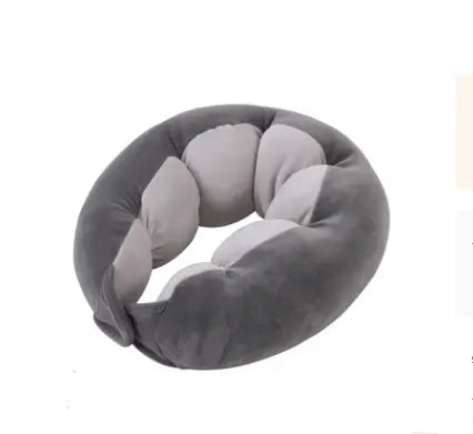 Coussin de voyage gris en mousse mémoire velours doux