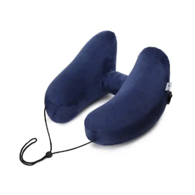 Oreiller de voyage bleu marine, multi-positions avec capuche
