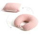 Coussin de voyage rose en coton-polyester, vue de côté