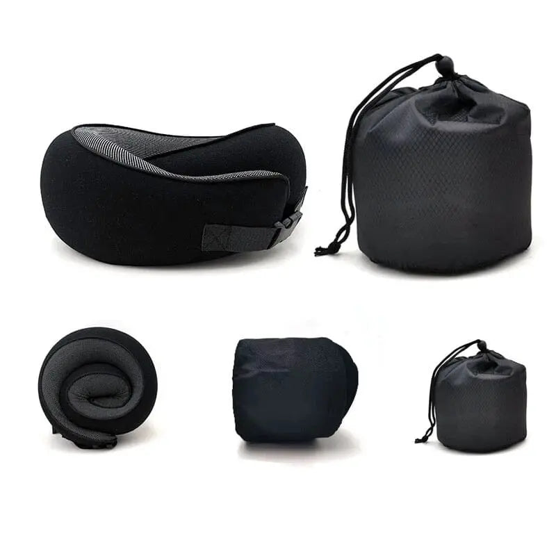 Oreiller de voyage ergonomique, profil latéral montrant la courbure