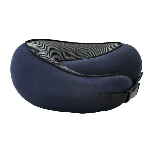 Coussin de voyage bleu marine, vue d'ensemble avec fermeture éclair