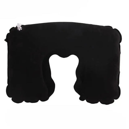 Coussin de voyage noir, velours, vue latérale