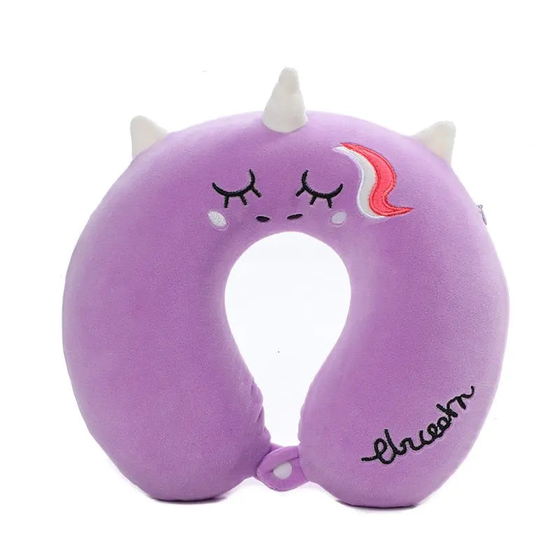 Coussin violet licorne, vue de côté