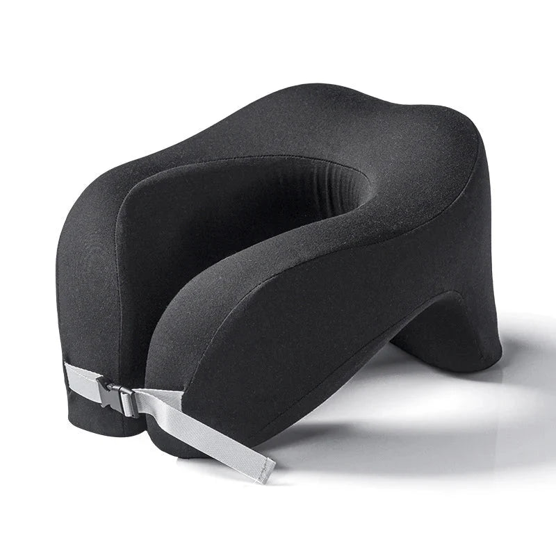 Coussin de voyage noir en mousse à mémoire de forme