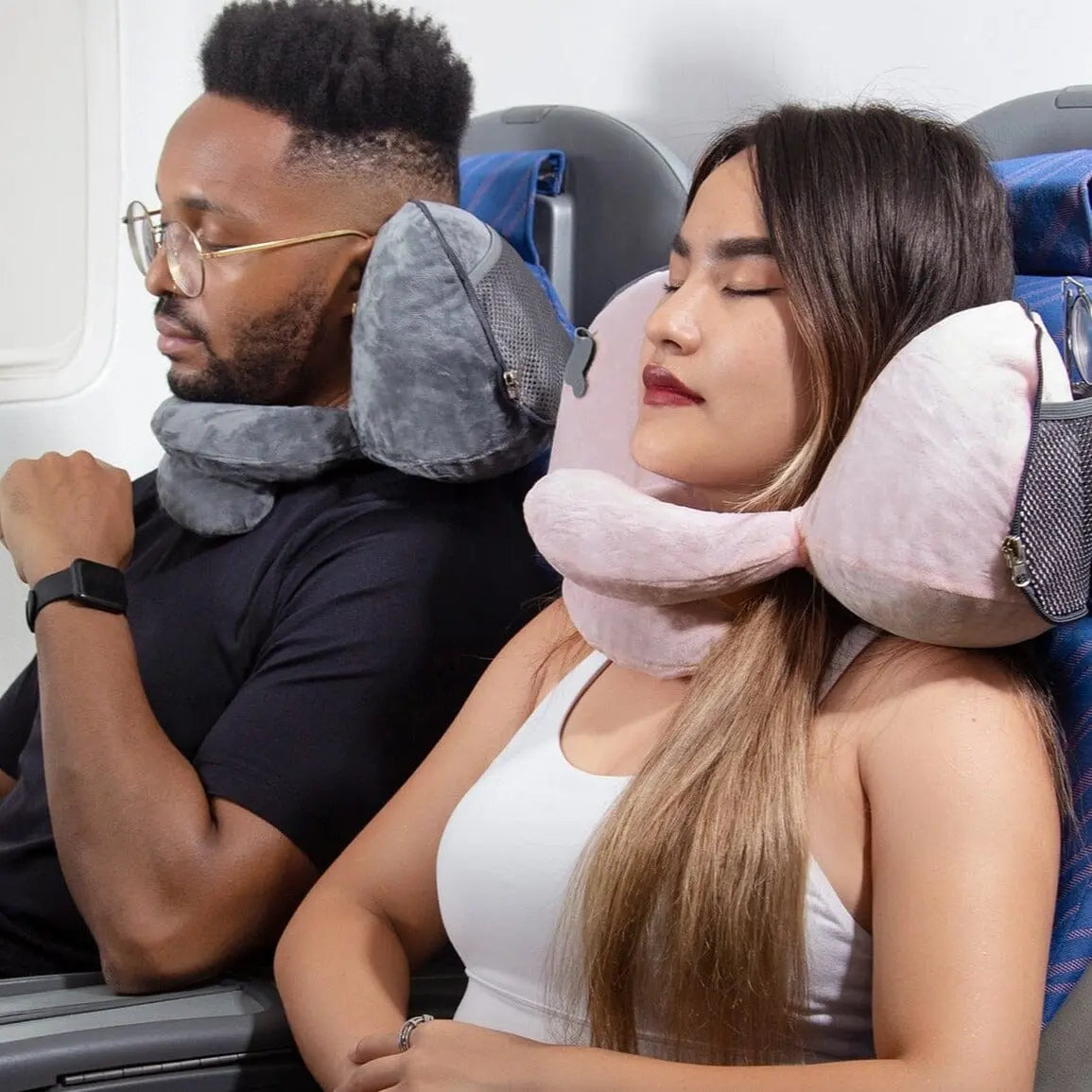 Coussin de voyage gonflé, vue latérale