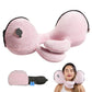 Coussin de voyage rose, plié et compact