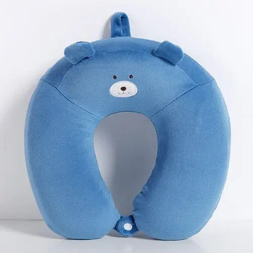 Coussin ours bleu, mousse à mémoire, soutien pour la tête