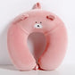 Coussin de voyage rose en forme d'ours, texture moelleuse