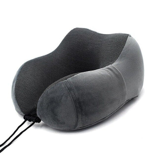 Coussin de voyage gris en mousse à mémoire de forme
