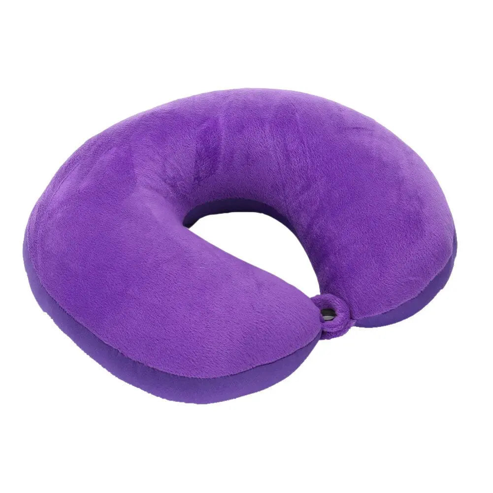 Coussin de voyage violet en forme de U avec microbilles