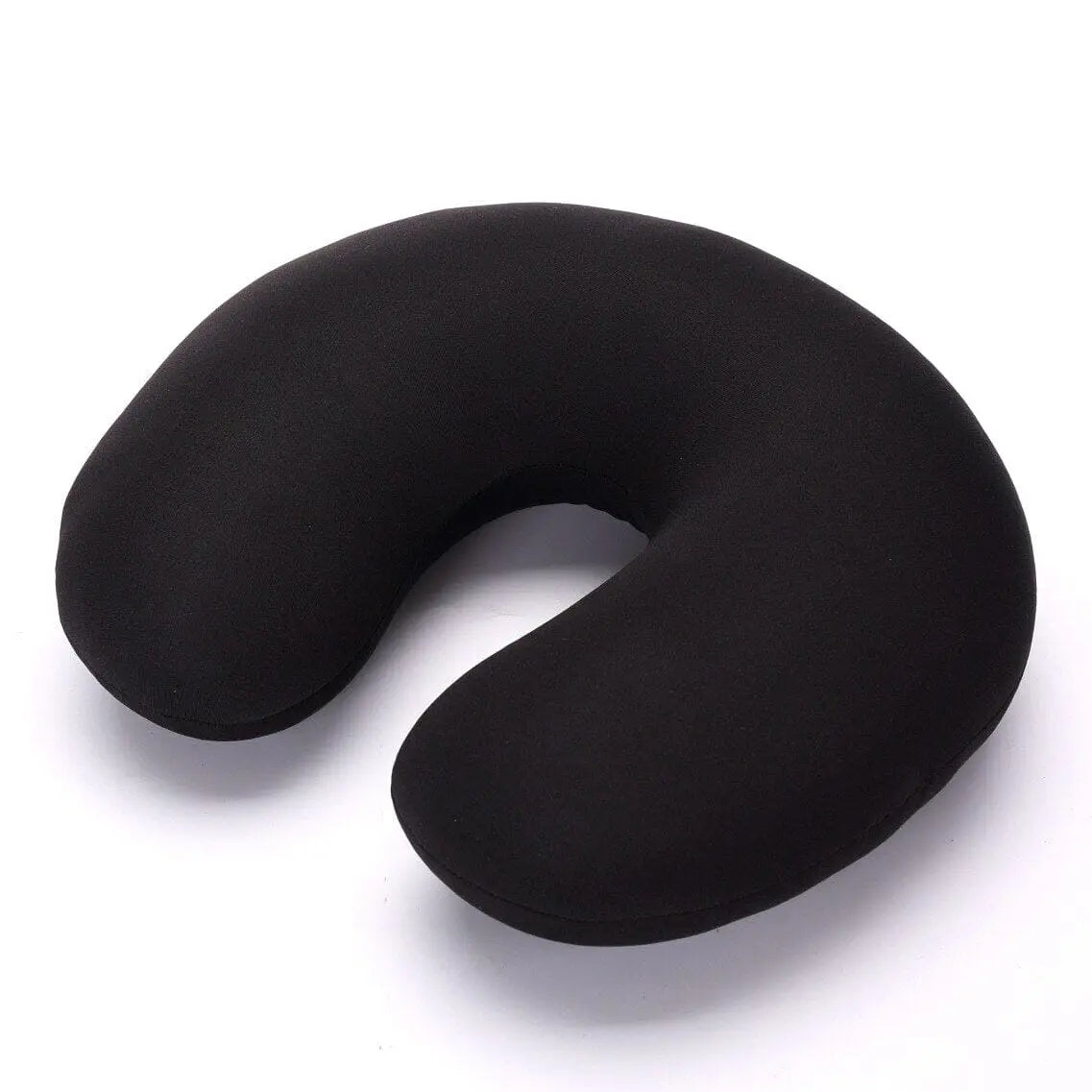 Coussin de voyage noir en forme de U, microbilles