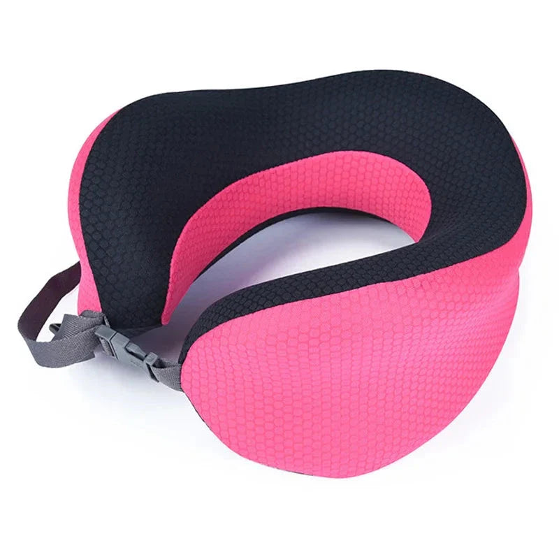 Coussin de voyage rose, design ergonomique pour la nuque