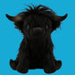 Gros plan sur la tête de la peluche vache Highlands