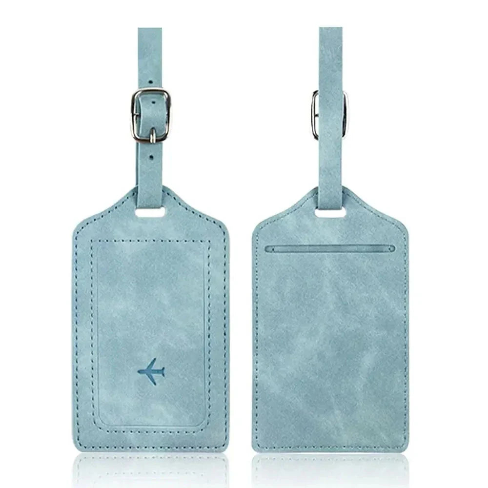Étiquette bleu clair avec motif avion, style moderne