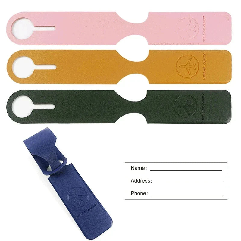Étiquette de bagage rose avec attache robuste