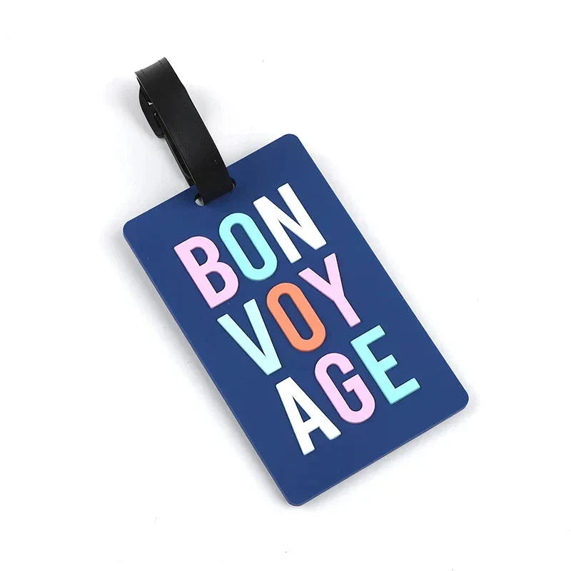Étiquette bagage en silicone avec inscription Bon Voyage