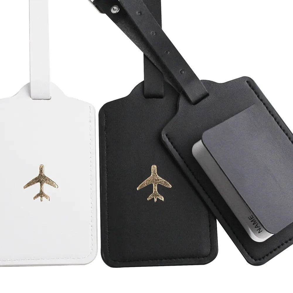 Étiquette bagage en PU avec motif avion, vue de face