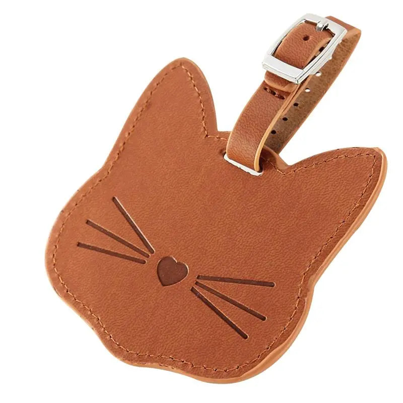 Étiquette bagage chat mignon en polyuréthane, vue de face