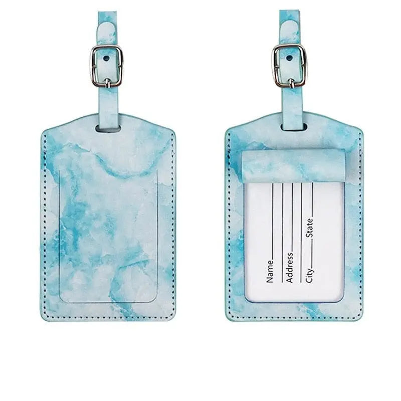 Étiquette marbre bleu, détail de la sangle