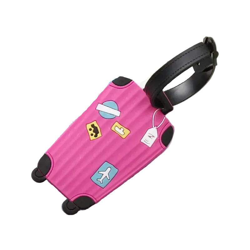 Étiquette rose avec motif valise, matériau PVC