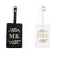 Étiquette à bagage en PU avec inscription Mr et Mme