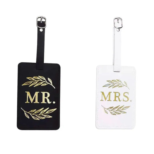 Étiquette à bagage en PU avec inscription Mr et Mme