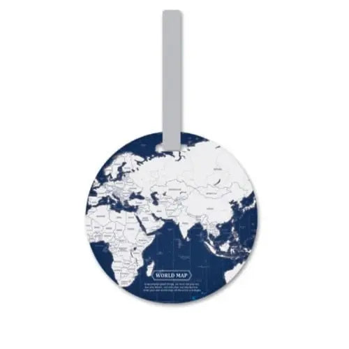 Étiquette bleue représentant un globe terrestre pour valise