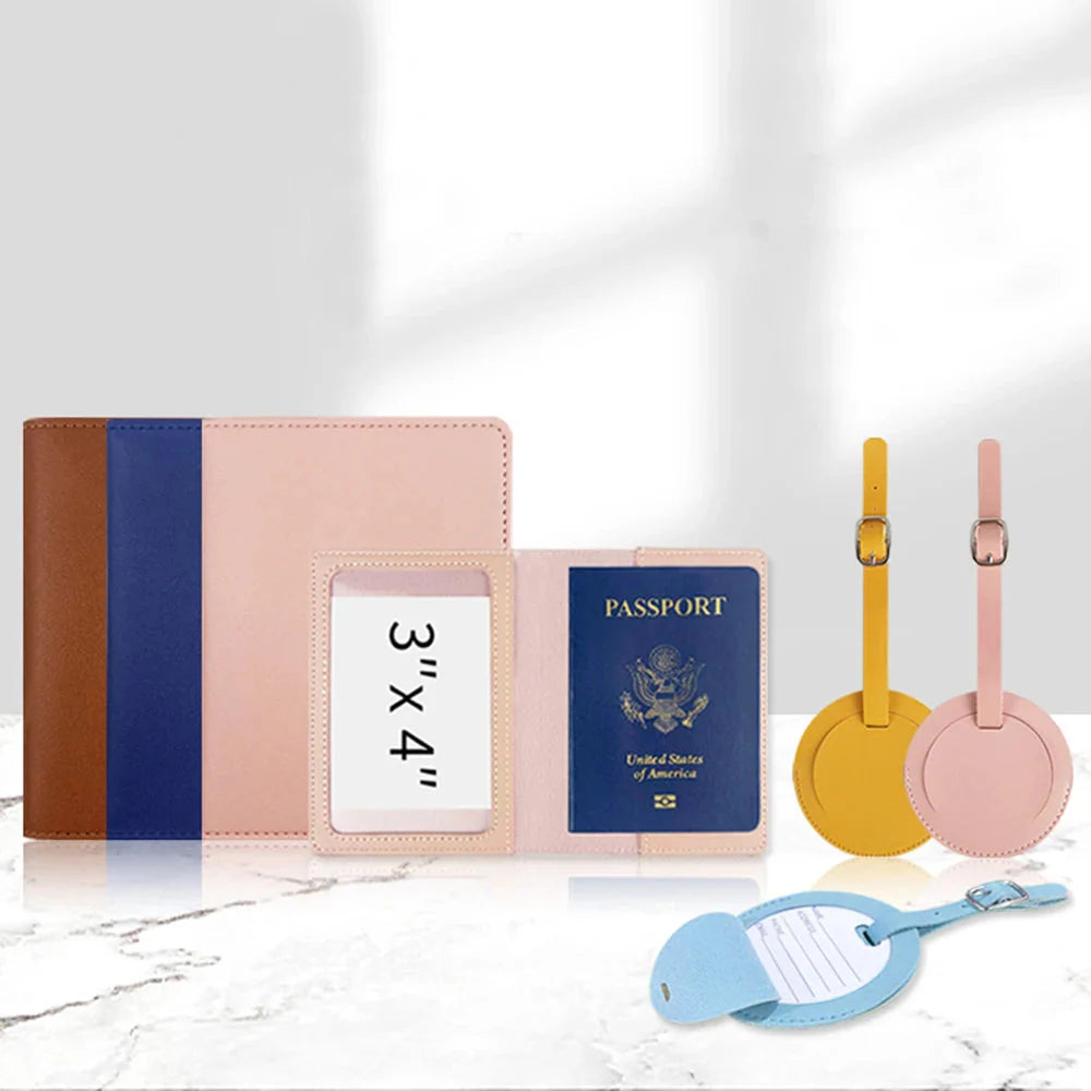 Étiquette et étui passeport rose élégants et personnalisables