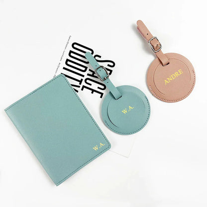 Set turquoise chic avec étiquette bagage et étui passeport