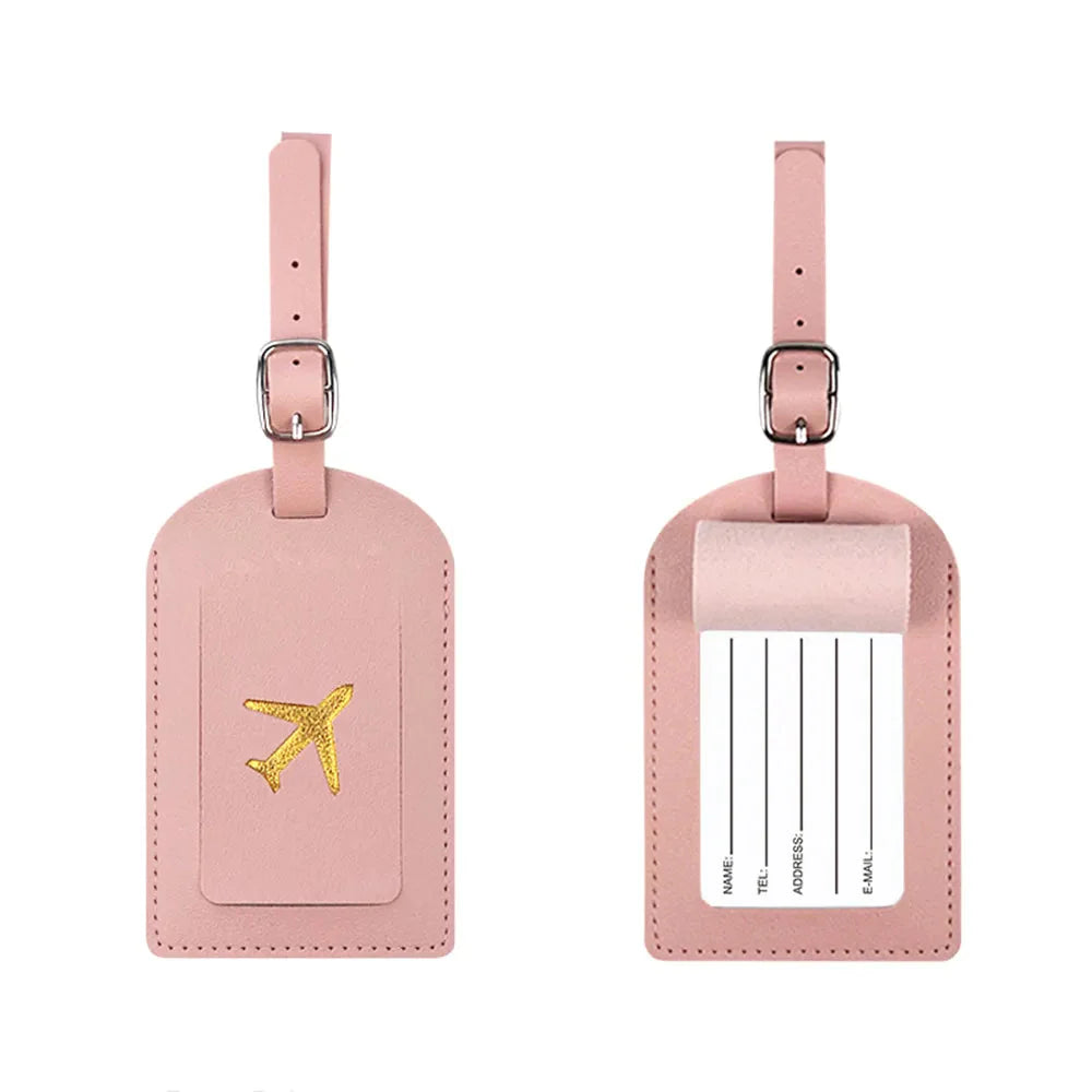Étiquette rose élégante pour valise