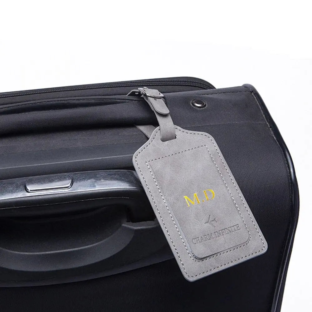 Étiquette de bagage en PU avec motif avion, vue de face