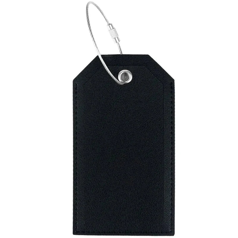 Étiquette de valise bleue attachée à une poignée