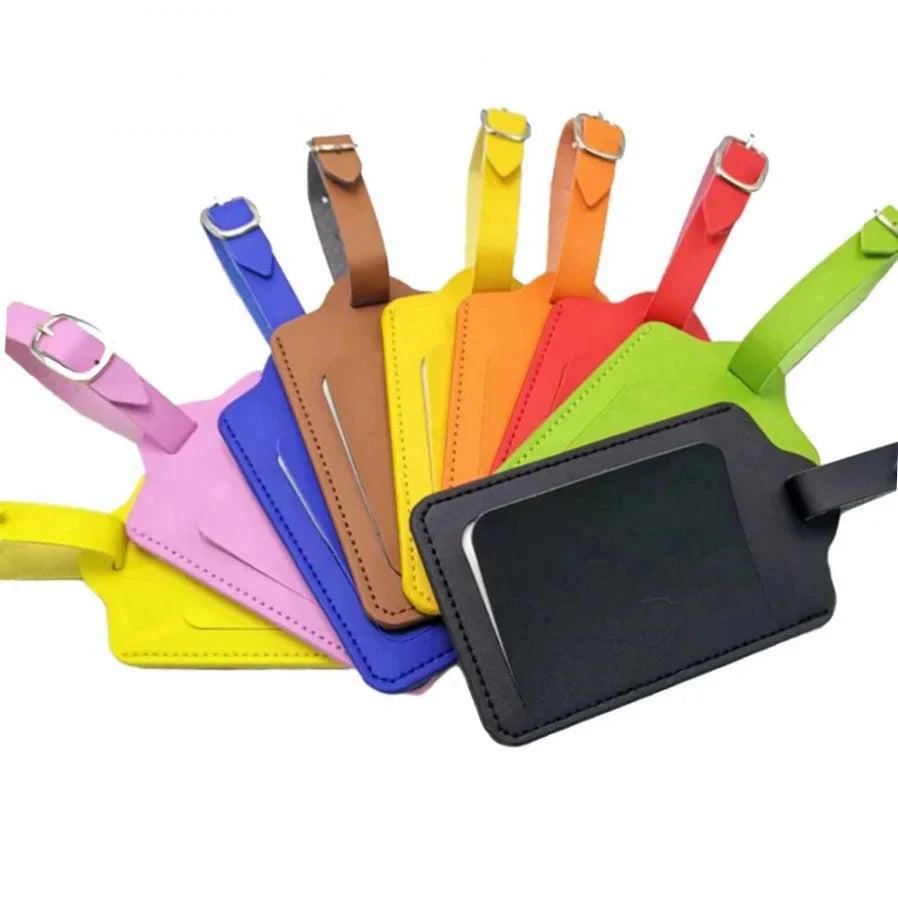Étiquette de bagage rectangulaire en PU avec attache robuste