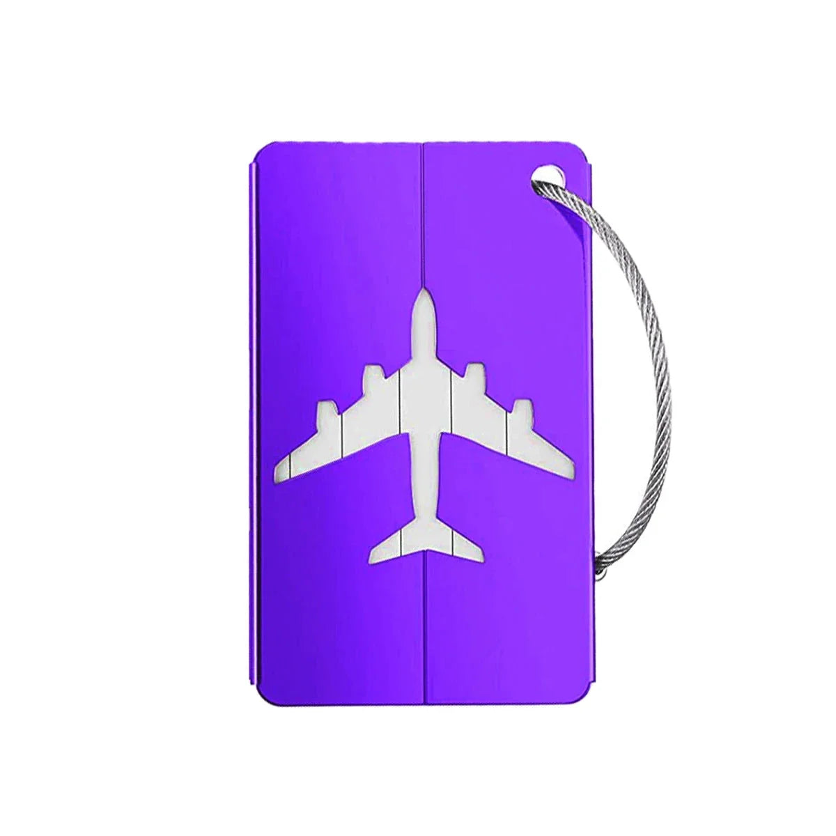 Étiquette violette en métal pour valise
