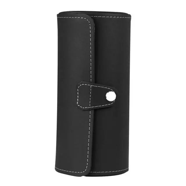 Étui noir en cuir pour trois montres, vue de face