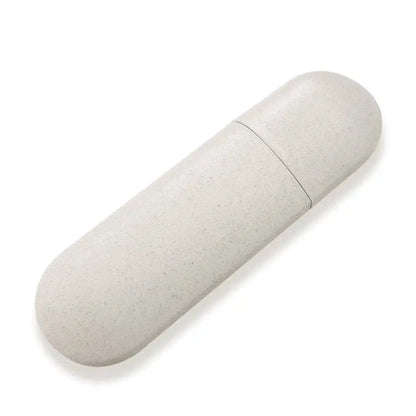 Étui beige pour brosse à dents, design compact