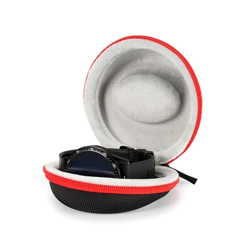 Étui rouge pour montre avec mousqueton attaché