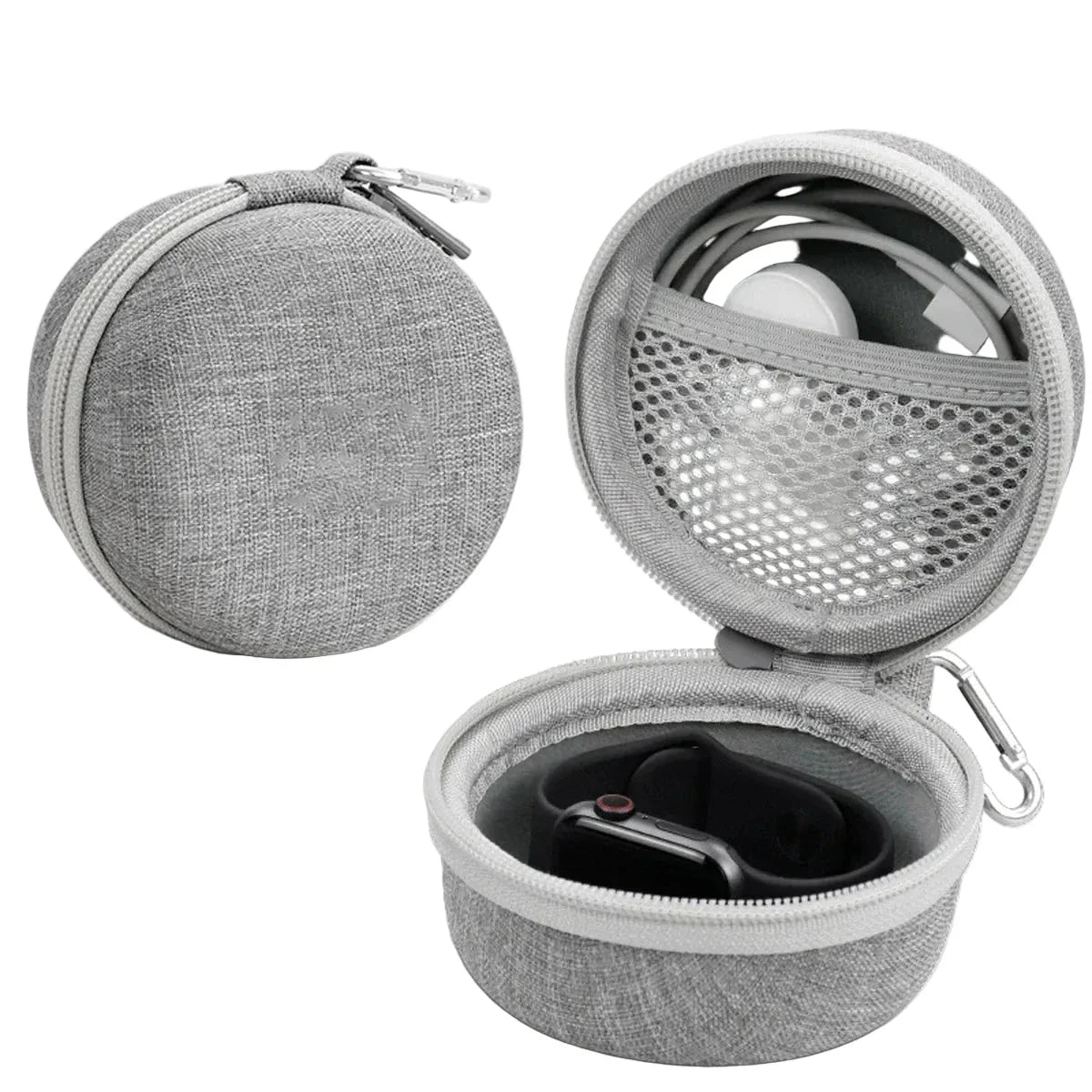 Étui gris avec mousqueton pour montre connectée ou classique