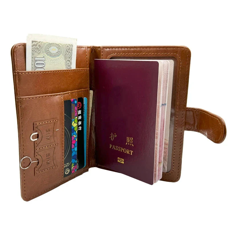 Étui passeport vintage personnalisé avec initiales dorées