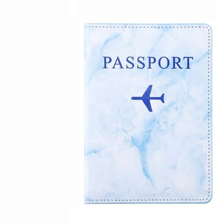 Étui passeport marbre bleu, finition soignée