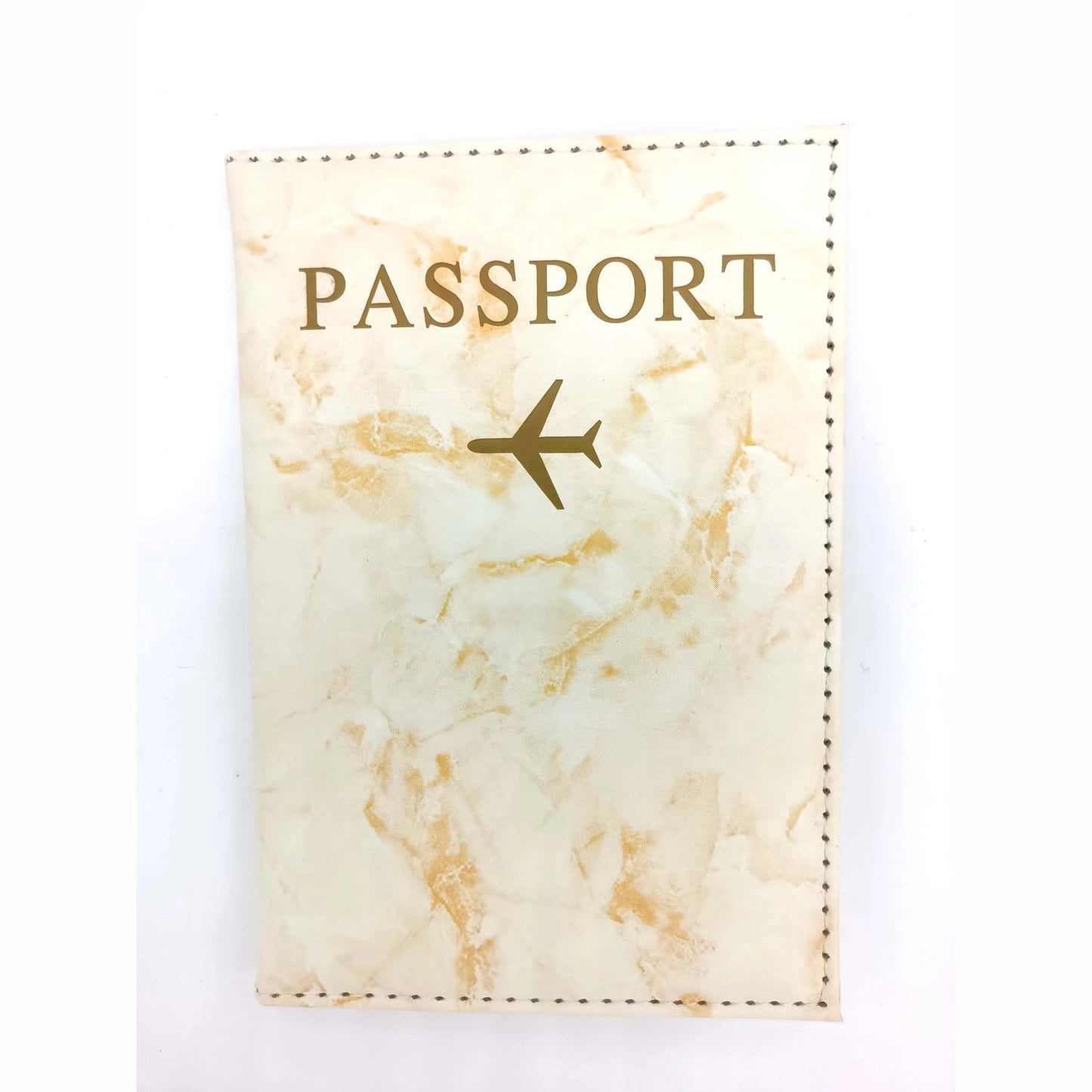 Étui passeport marbre jaune, design lumineux